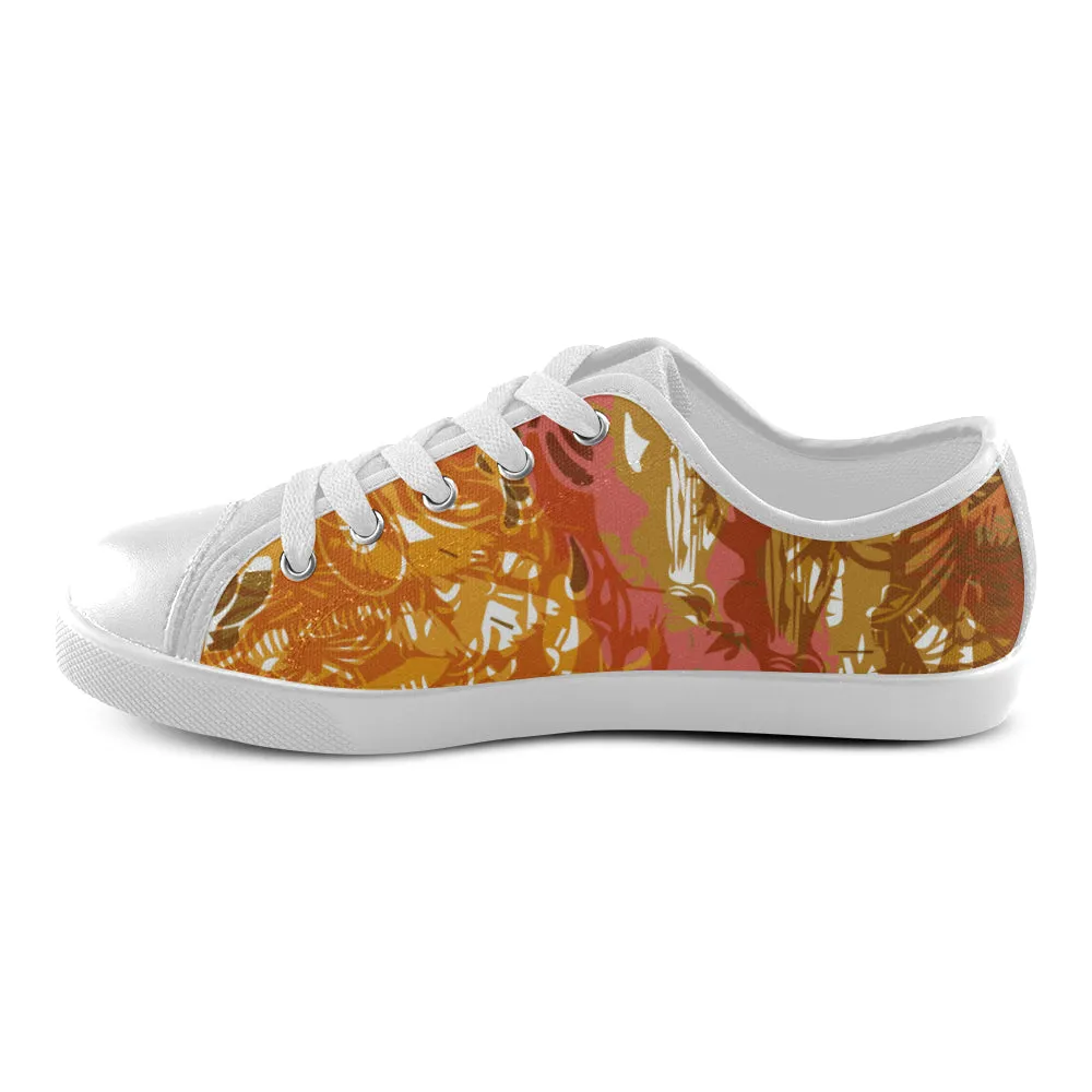 Kids Yellow Doodle Print Canvas Low Top Shoes