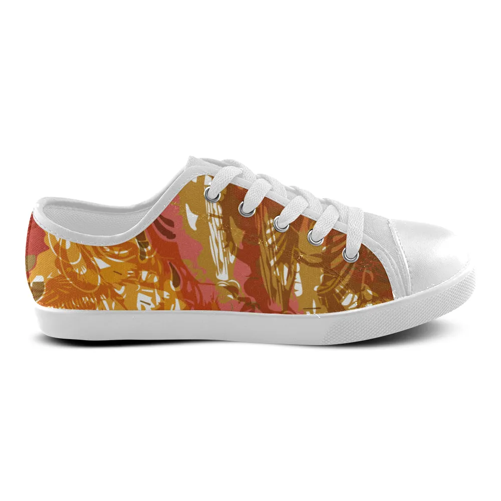 Kids Yellow Doodle Print Canvas Low Top Shoes