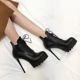 Leather Stiletto Heels Boots