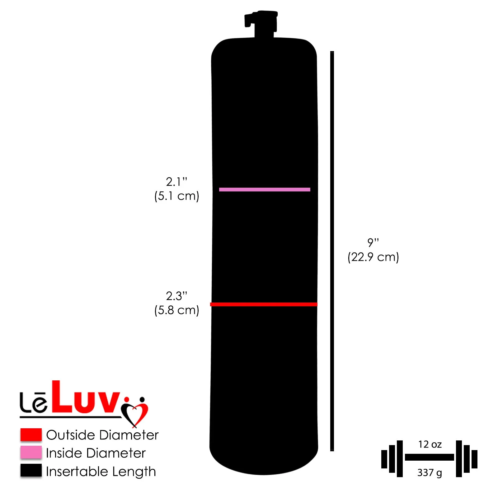 LeLuv Primo Lite Penis Pump -  Vacuum and Inflator Handle - Thick-Walled Cylinder Options