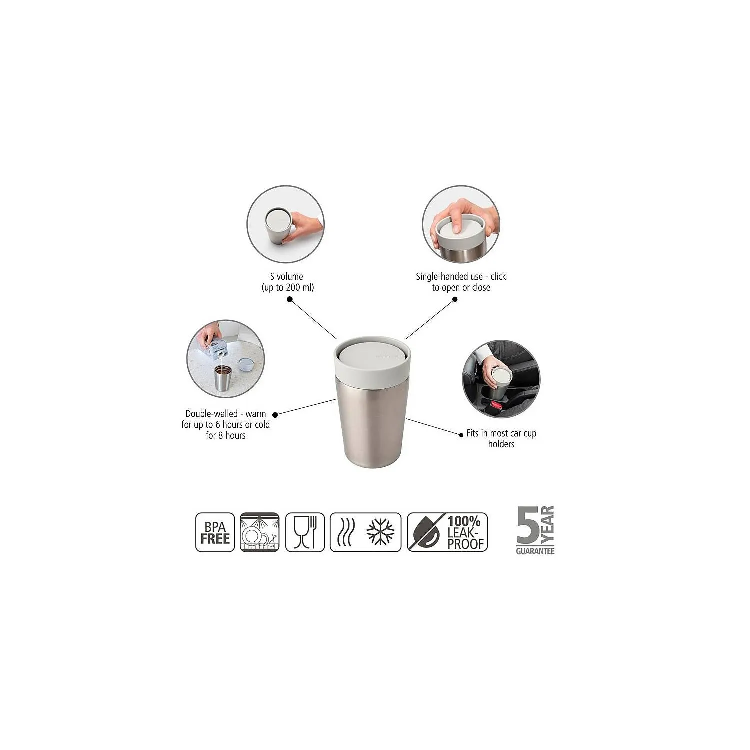 Make & Take Insulated Cup, 0.2L - Light Grey