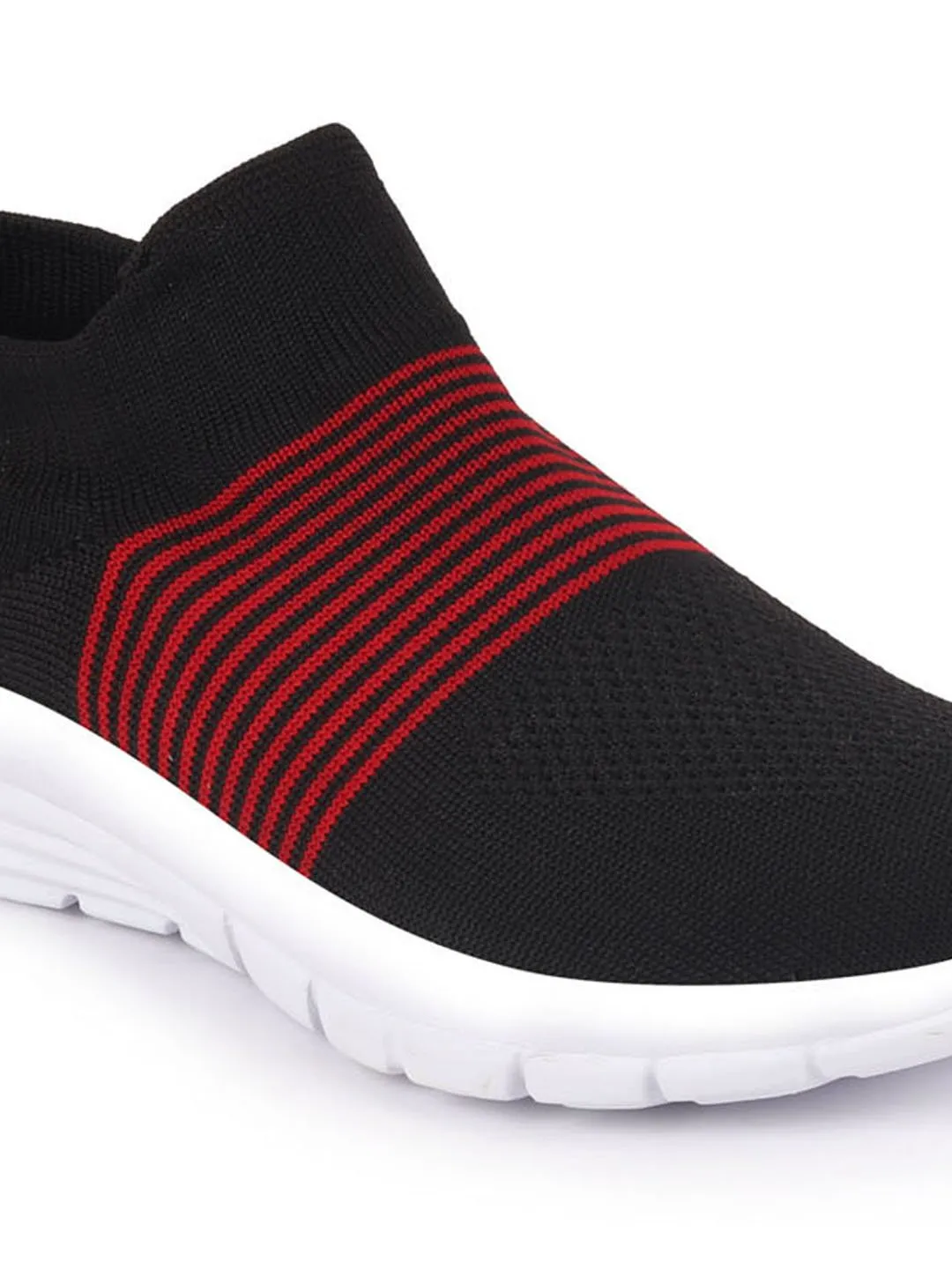 Men Black Knitted Sports Walking Shoes