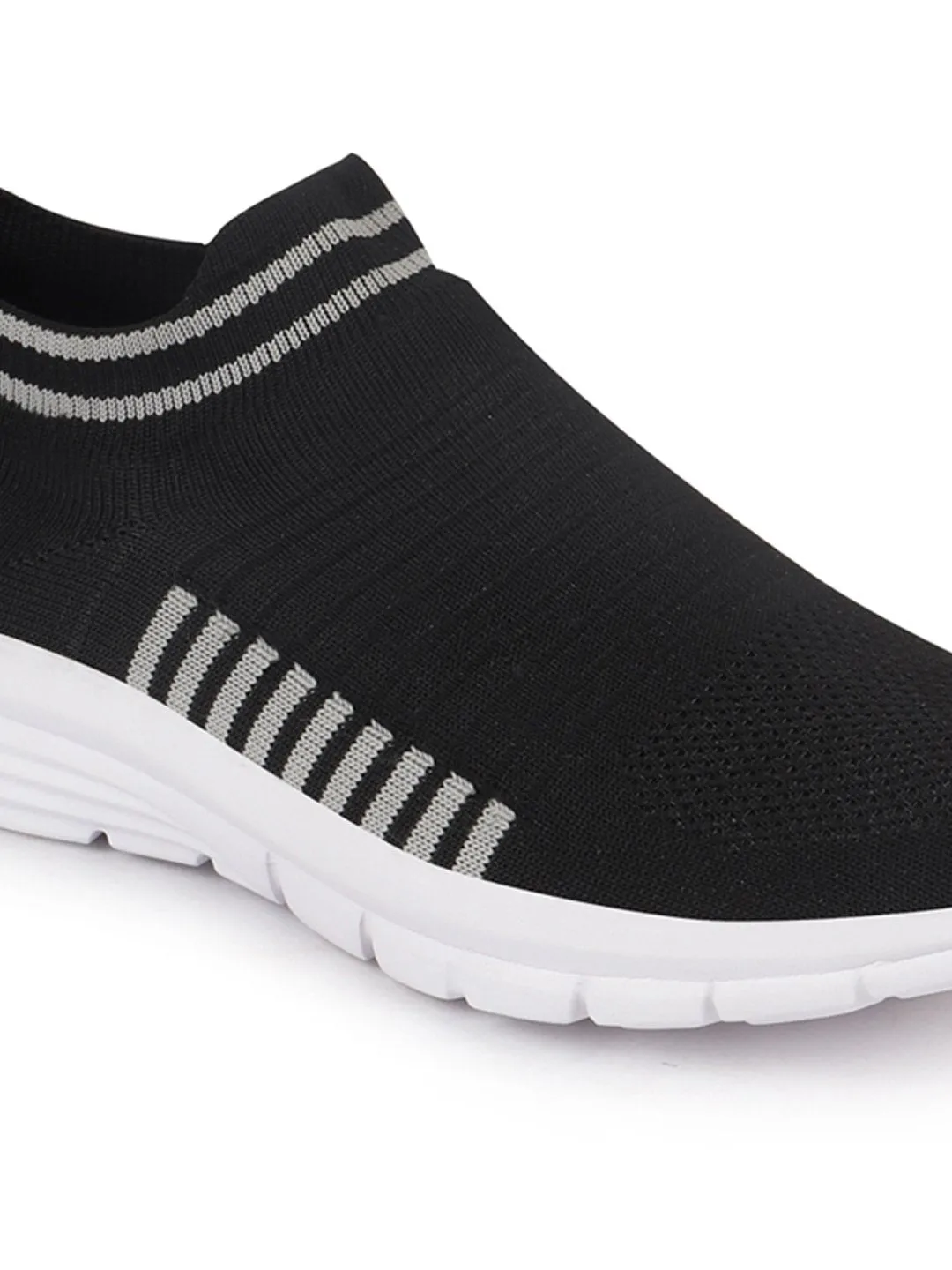 Men Black Sports & Outdoor Slip On Walking Shoes