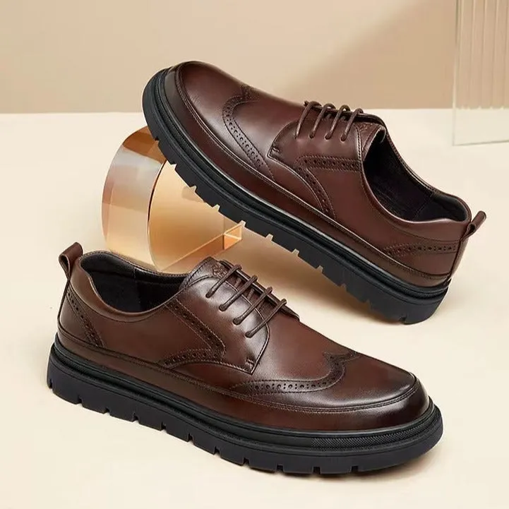 Men's Black Breathable Casual Business Leather Shoes