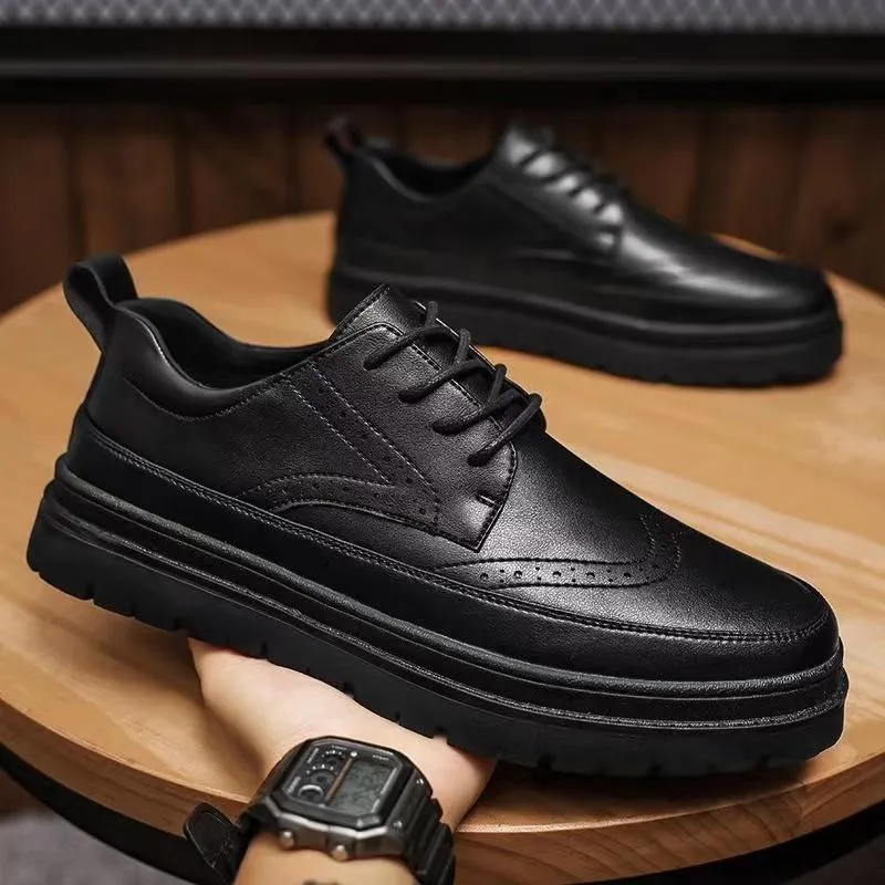 Men's Black Breathable Casual Business Leather Shoes