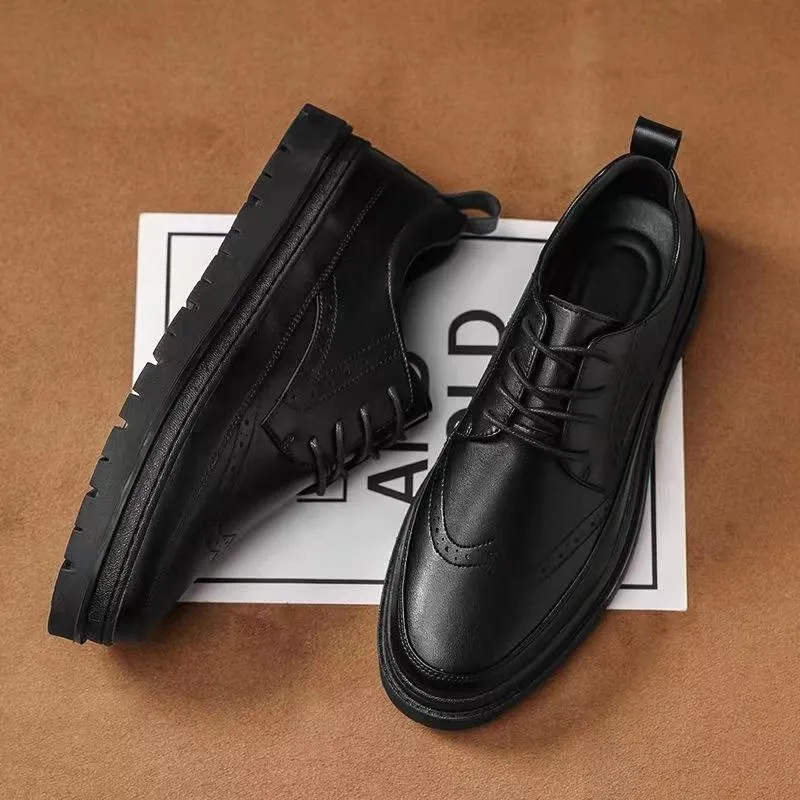 Men's Black Breathable Casual Business Leather Shoes