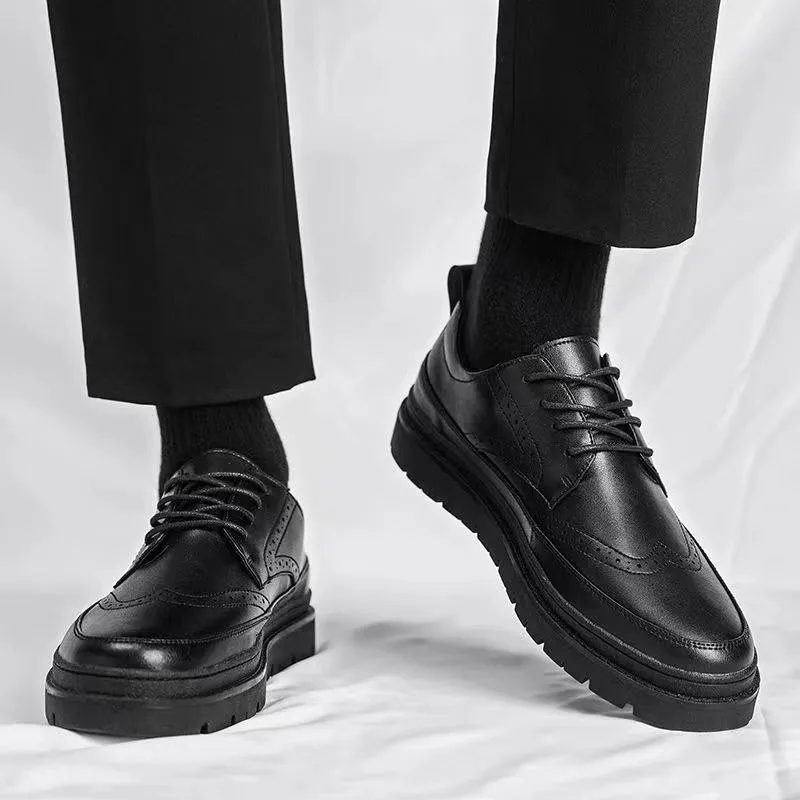 Men's Black Breathable Casual Business Leather Shoes