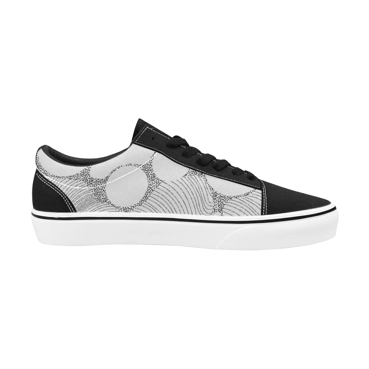 Men's Dots Art Monochrome Print Low Top Canvas Shoes