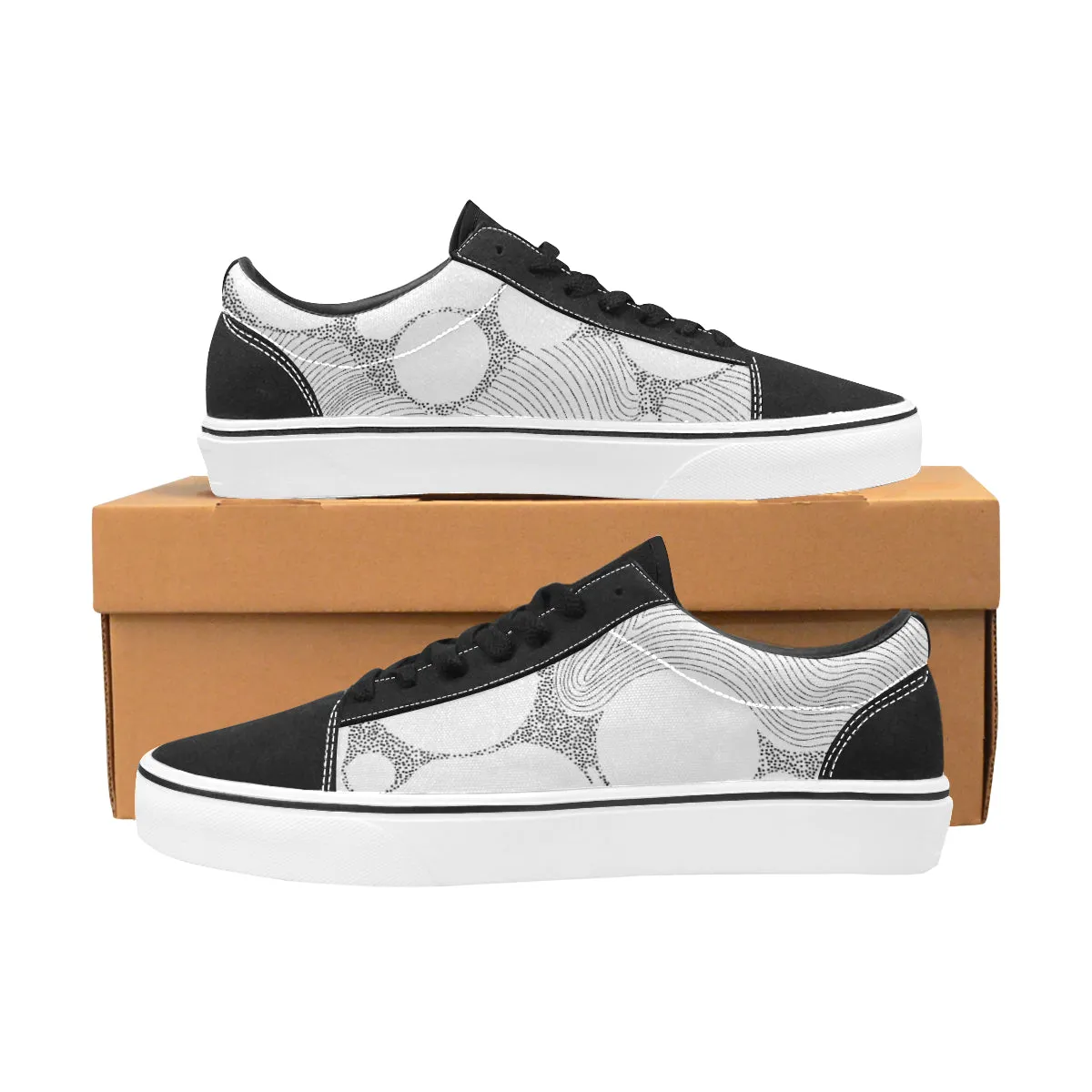 Men's Dots Art Monochrome Print Low Top Canvas Shoes