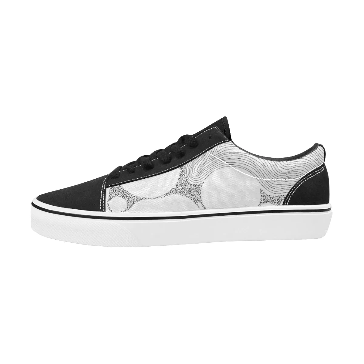 Men's Dots Art Monochrome Print Low Top Canvas Shoes