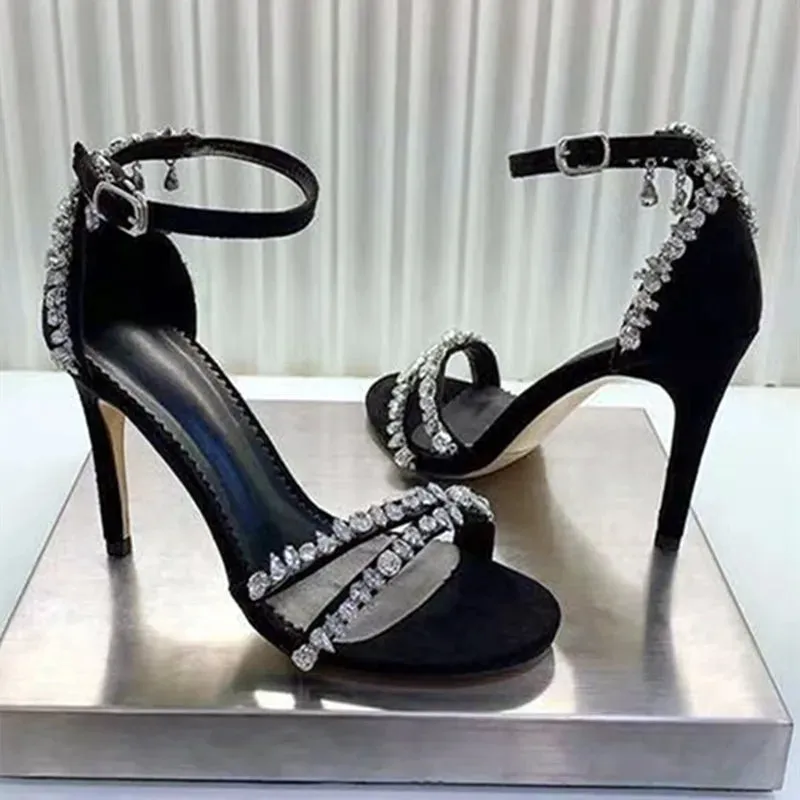 New Sparkling Elegance Crystal Strap Sandals