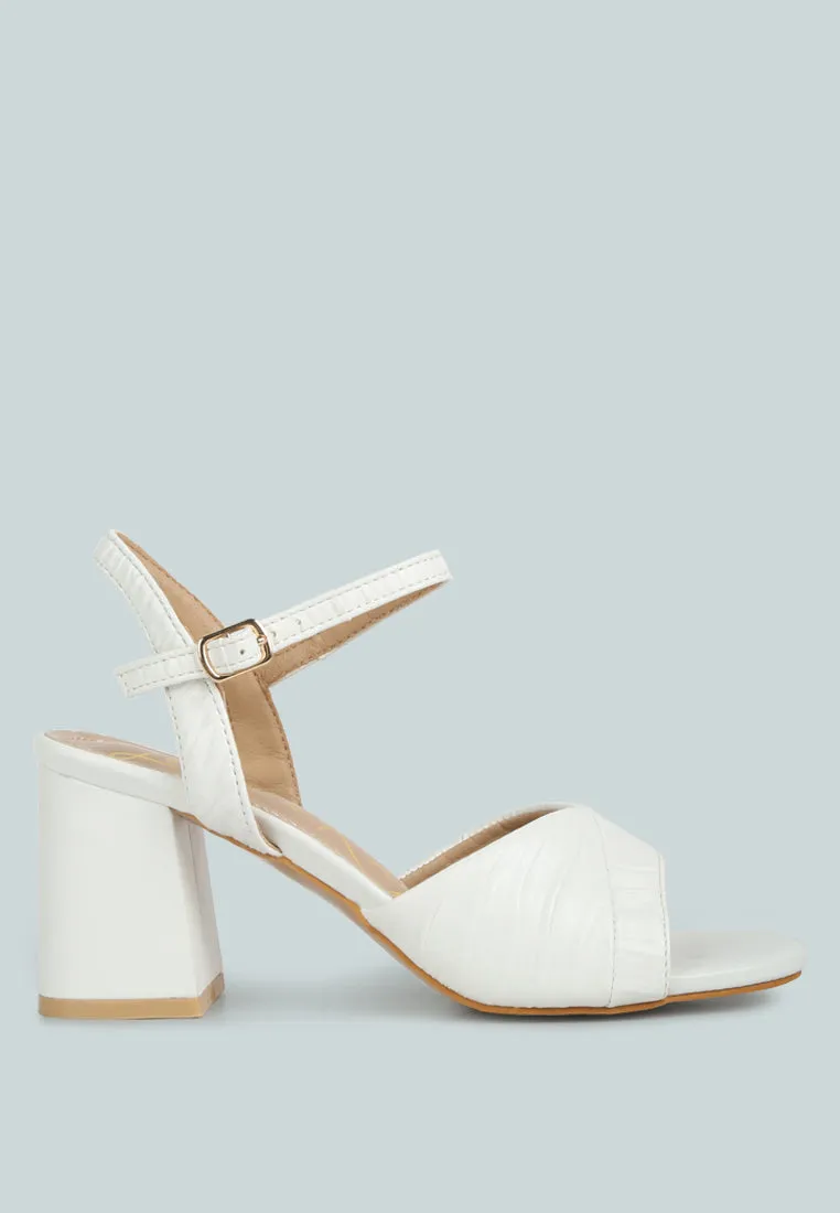 Nicholas Pleated Strap Block Heel Sandals