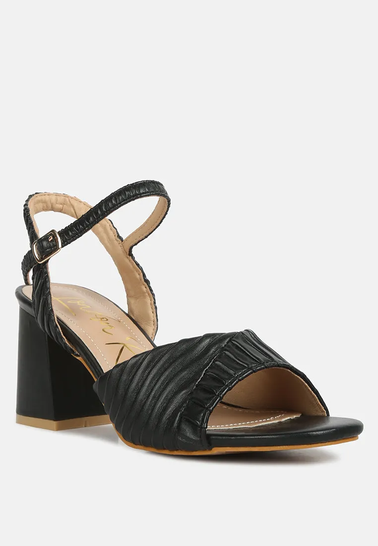 Nicholas Pleated Strap Block Heel Sandals