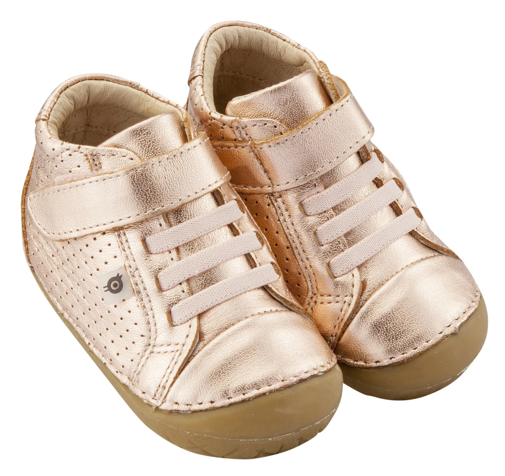 Old Soles Girl's Pave Cheer Copper Gum Sole Leather High Top Elastic Hook and Loop Walker Baby Shoe Sneaker