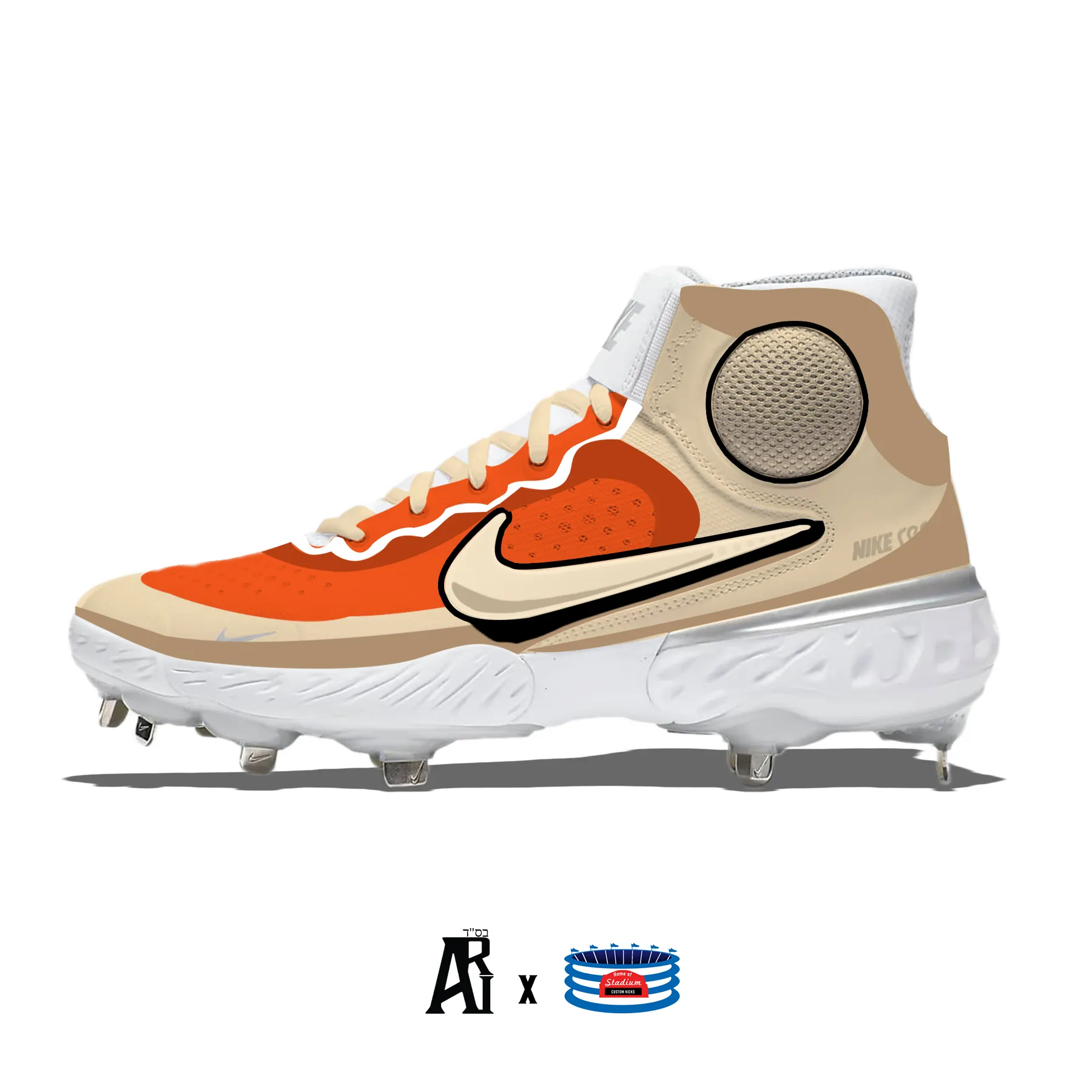 "Cartoon" Nike Alpha Huarache Elite 3 Mid Cleats by Stadium Custom Kicks