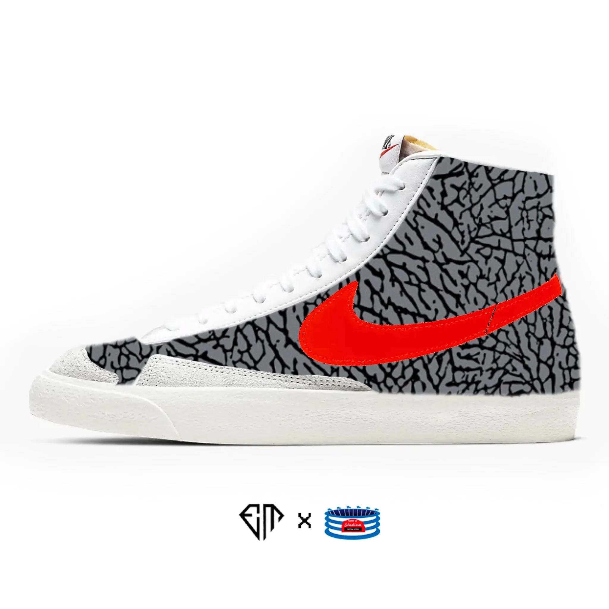 "Elephant" Nike Blazer Mid Shoes by Stadium Custom Kicks