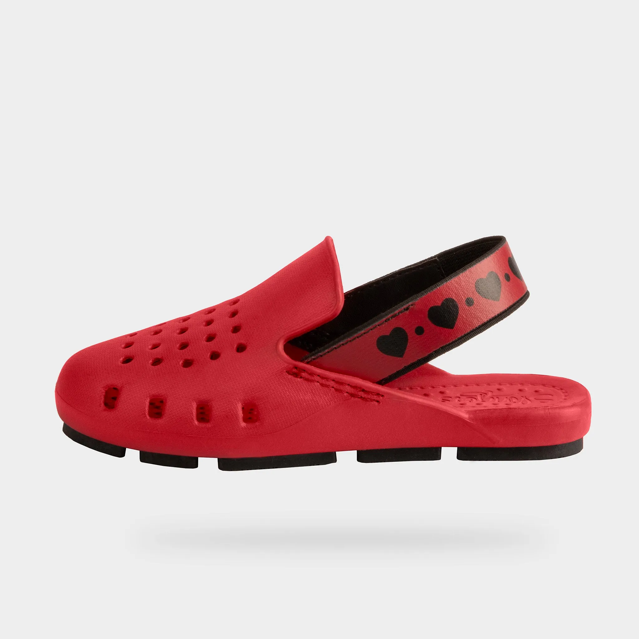 RED HEART MULE SLINGERS <br><span style="font-size: 8px; font-weight: normal;"> Girls red shoes functions as water shoes - kids sandals.