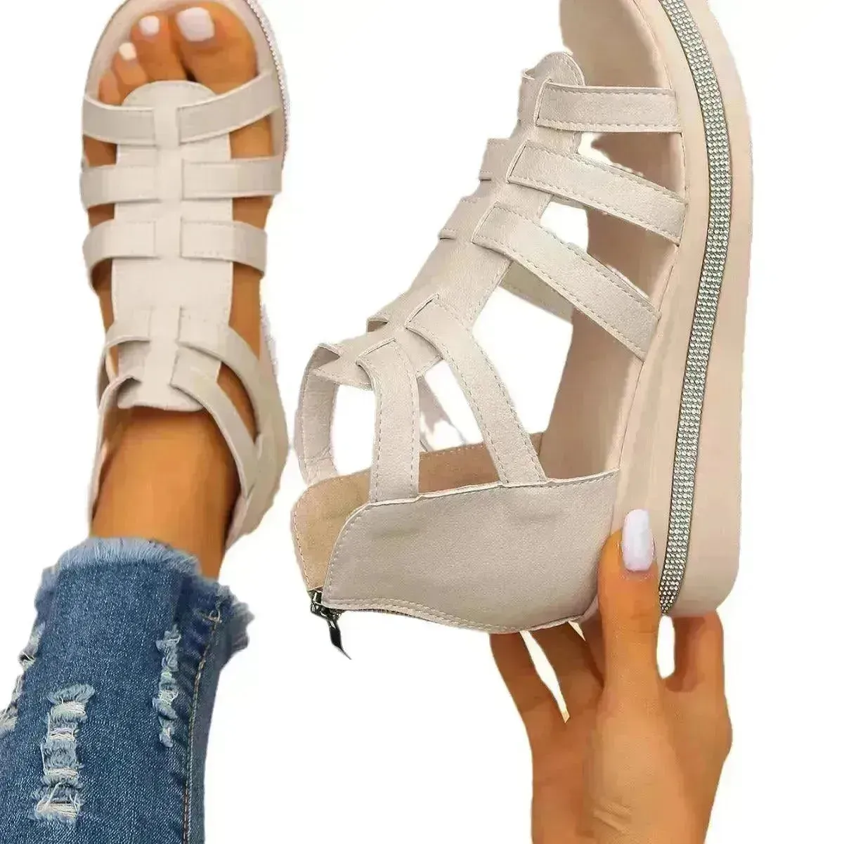 Roman Style Summer Women's Wedge  Platform Chunky Sandals for Women