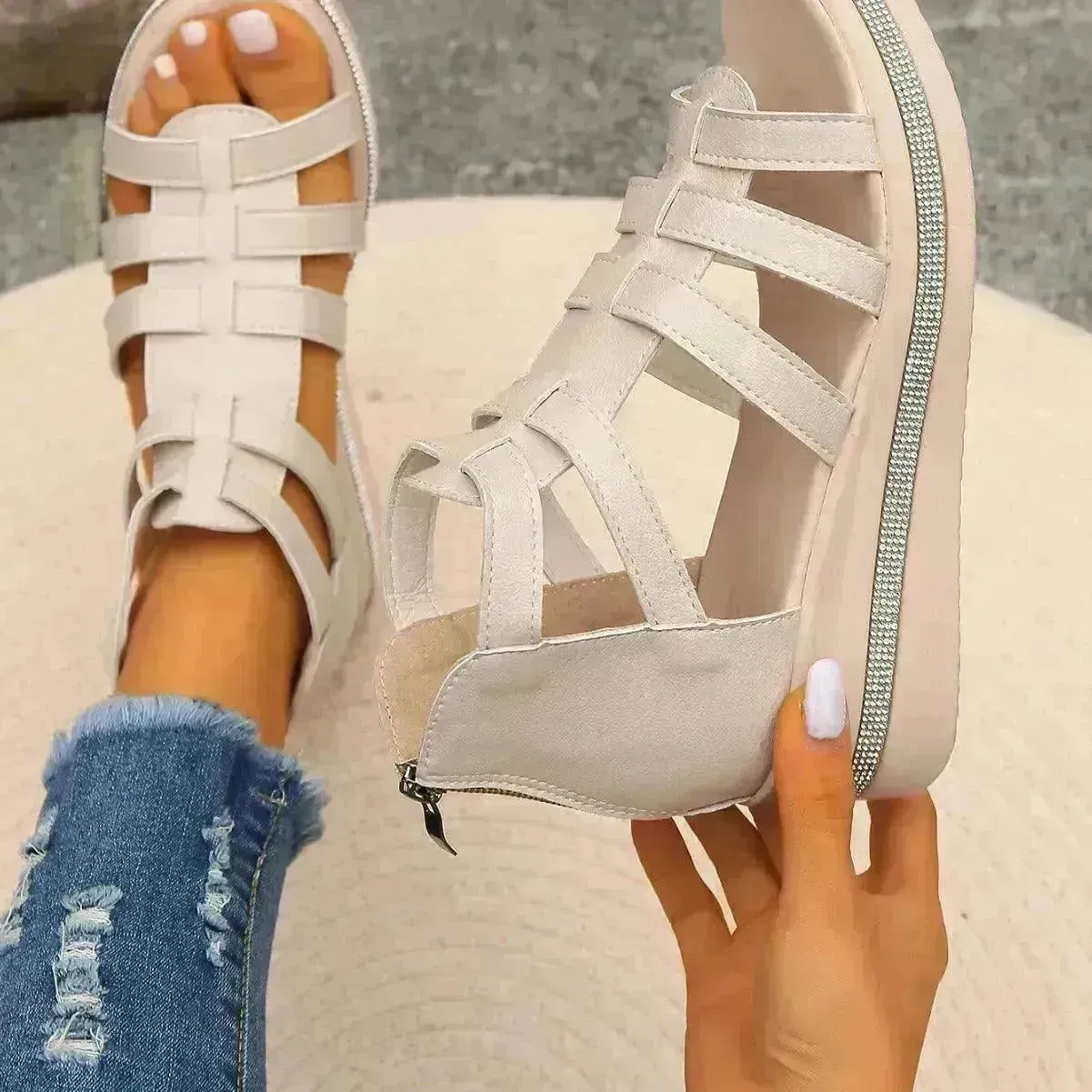 Roman Style Summer Women's Wedge  Platform Chunky Sandals for Women