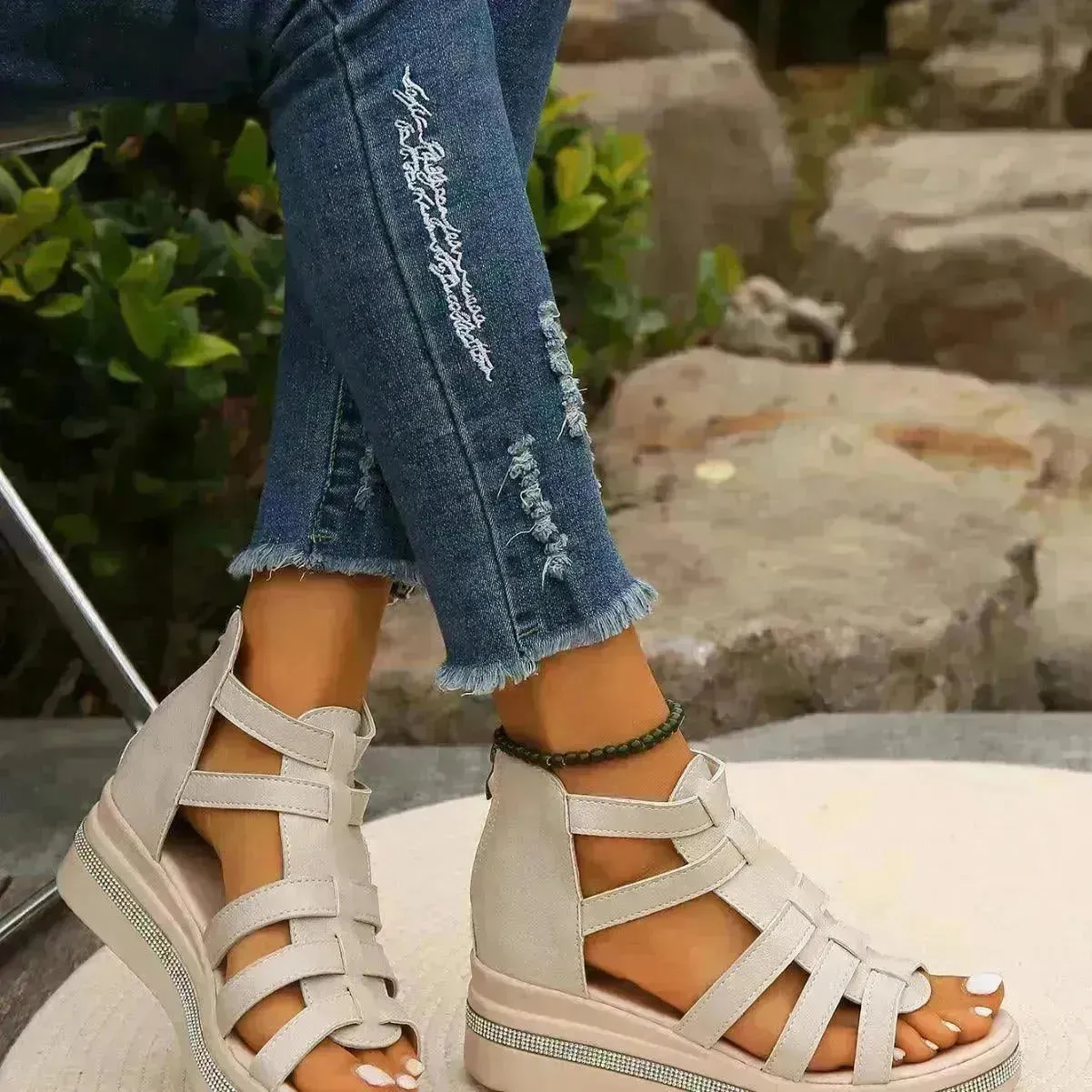 Roman Style Summer Women's Wedge  Platform Chunky Sandals for Women