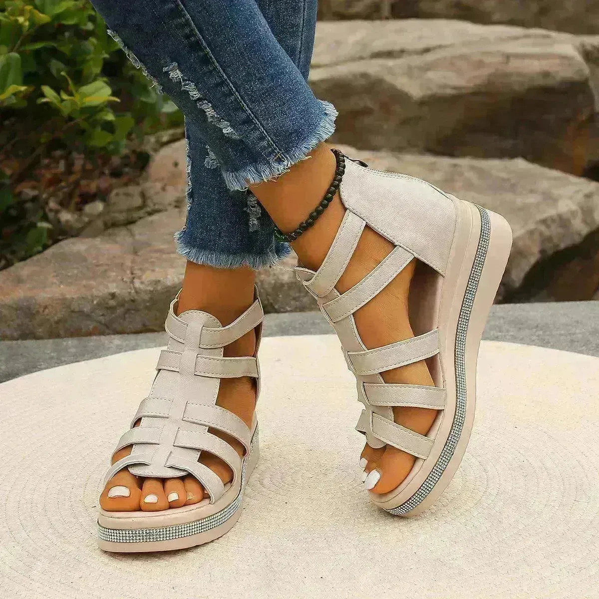 Roman Style Summer Women's Wedge  Platform Chunky Sandals for Women