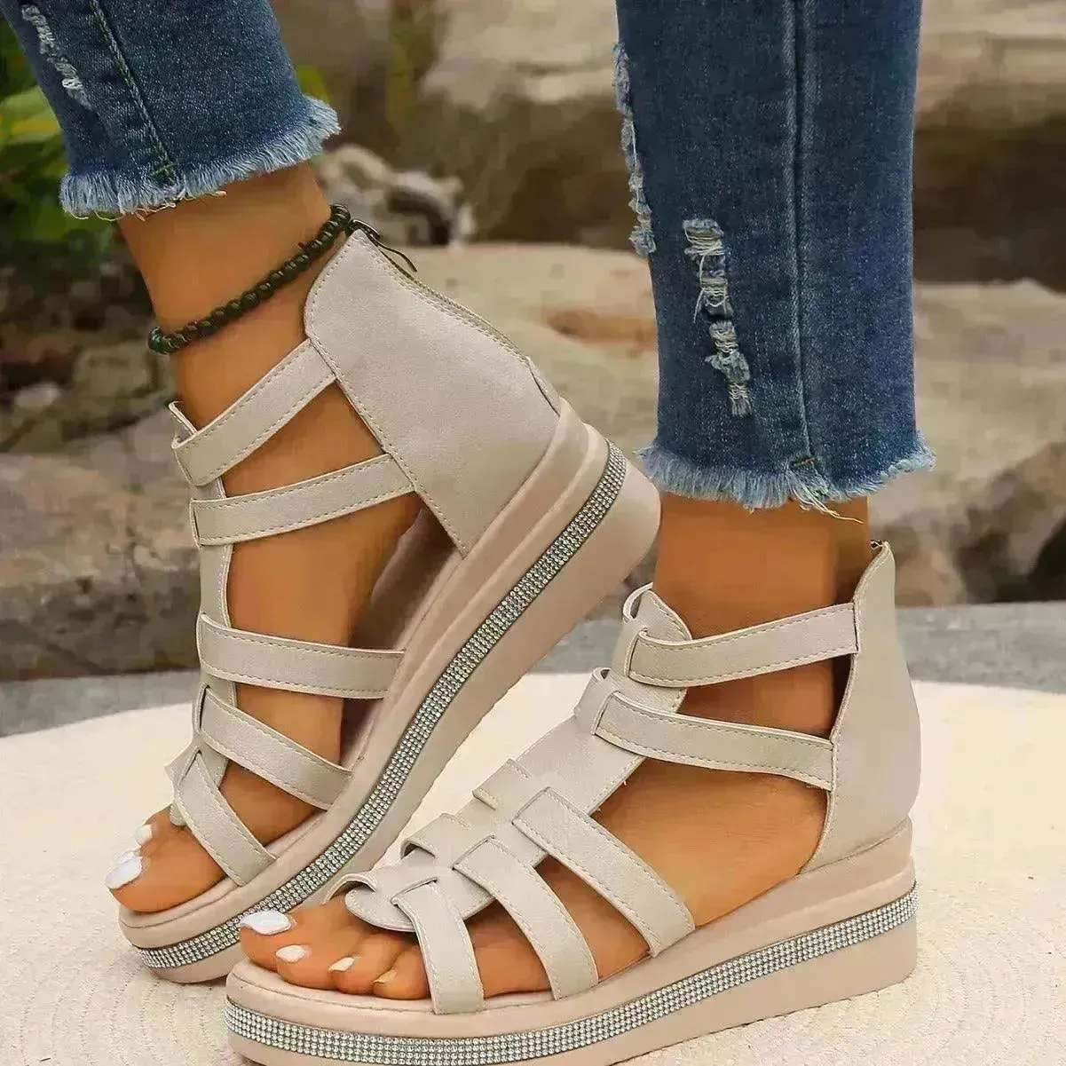 Roman Style Summer Women's Wedge  Platform Chunky Sandals for Women