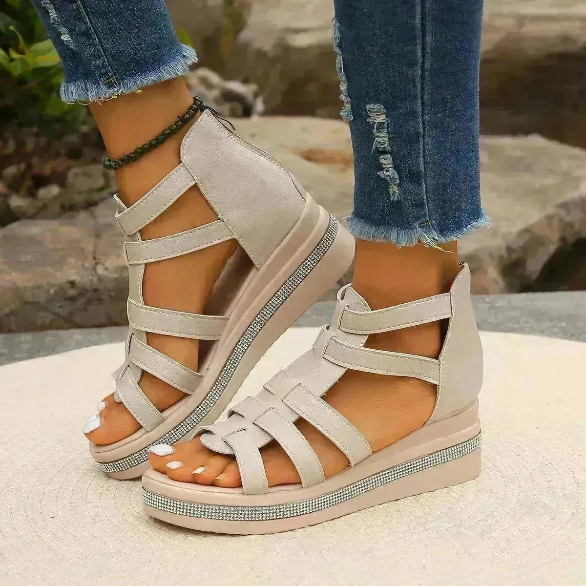 Roman Style Summer Women's Wedge  Platform Chunky Sandals for Women