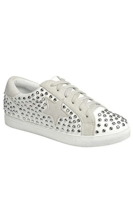 Star Studded White Sneakers