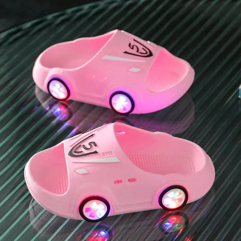 Summer Child shoes LED Lights slippers Boy Girl Luminous Sandals Baby Indoor Soft Bottom Slippers Kid Home Parent-child Sandals