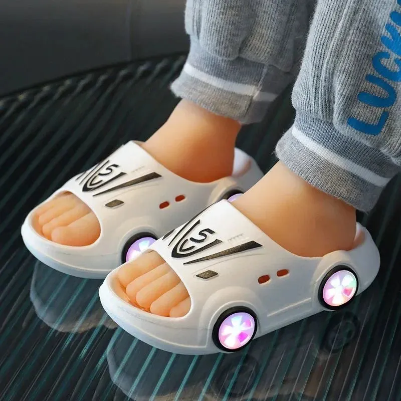 Summer Child shoes LED Lights slippers Boy Girl Luminous Sandals Baby Indoor Soft Bottom Slippers Kid Home Parent-child Sandals