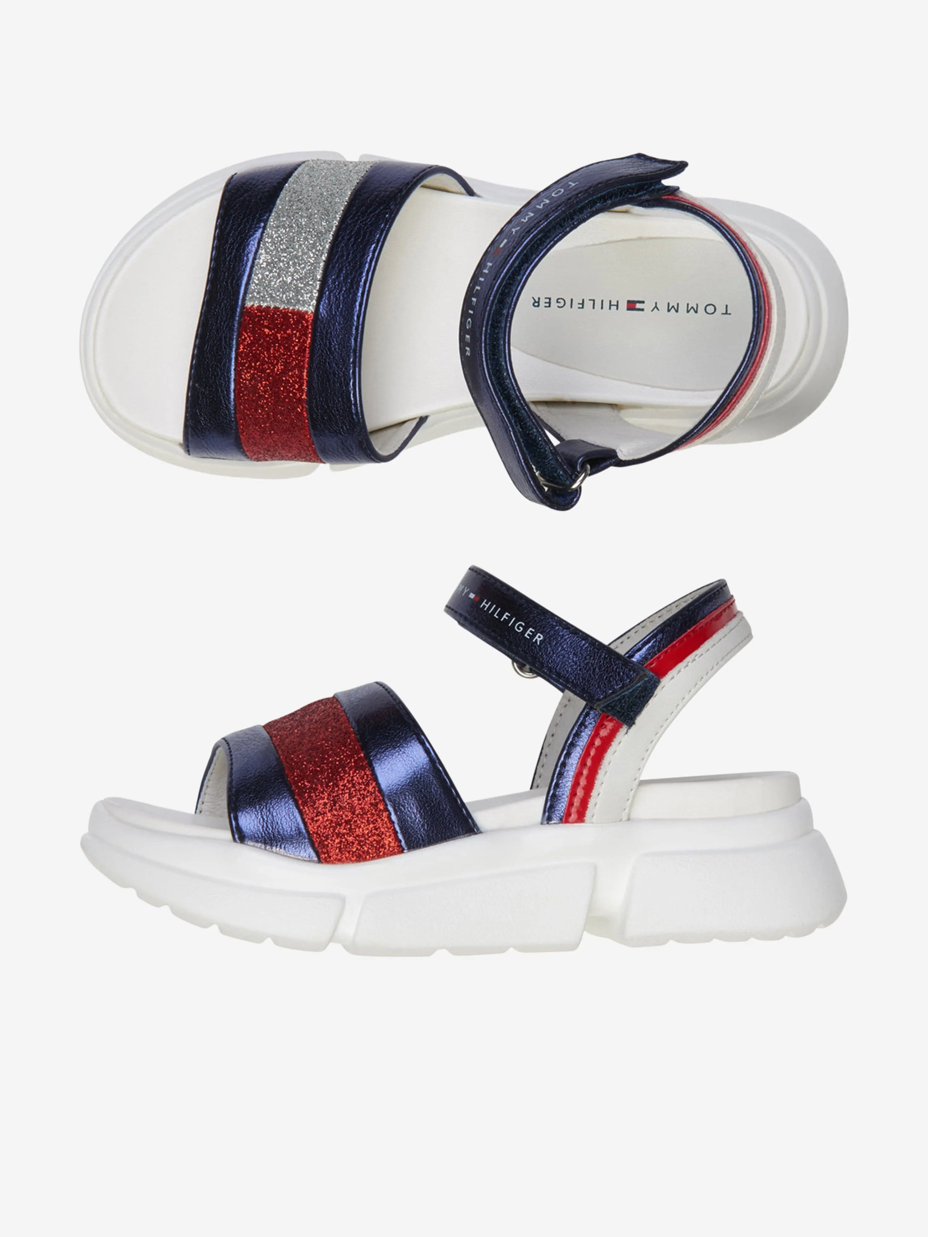 Tommy Hilfiger Girls Glitter Logo Sandals