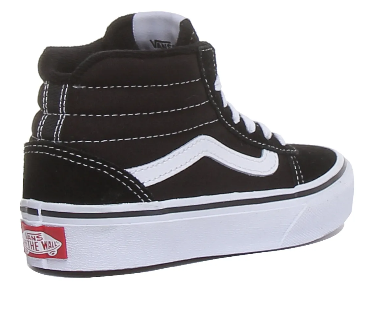 Vans Ward Hi In Black White For Kids