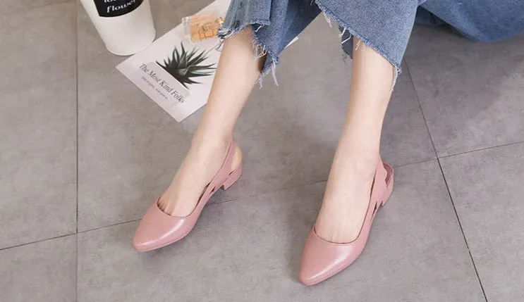 Women Sandals Pointed Toe Chunky Med High Heels