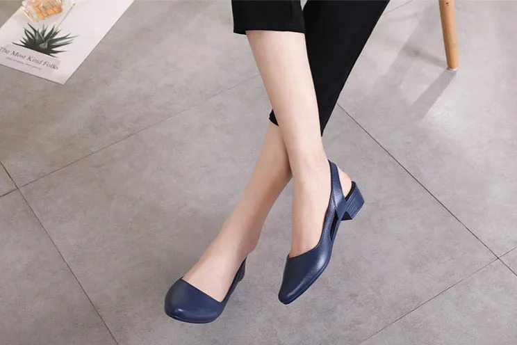 Women Sandals Pointed Toe Chunky Med High Heels