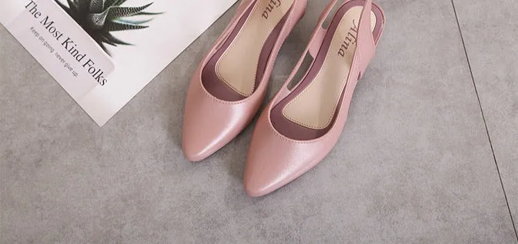 Women Sandals Pointed Toe Chunky Med High Heels