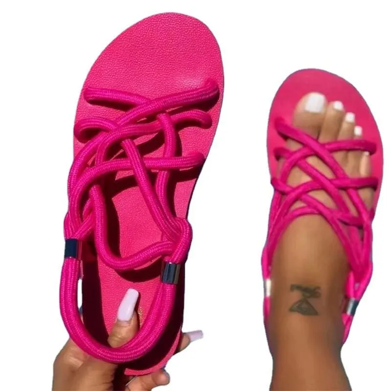 Women's bright summer color criss cross beach sandals