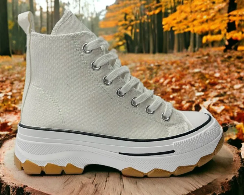 Women's Chunky Sole Hi Top Canvas Trainers