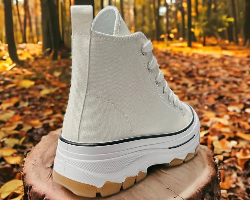 Women's Chunky Sole Hi Top Canvas Trainers