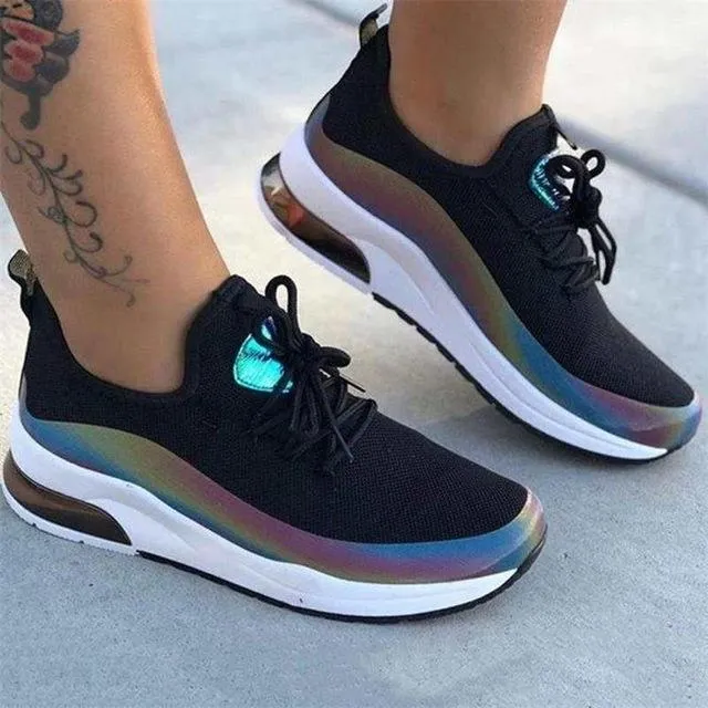 Women's fashion sneakers knitted reflective tennis trainers shoes colorful sneakers for comfy walking